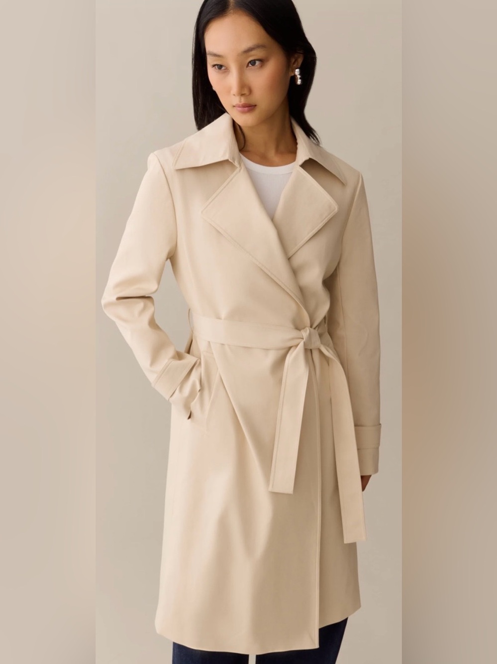 CAARA Gale Trench Coat S Beige NWT Jenni Kayne Factory Belted - Picture 3 of 7